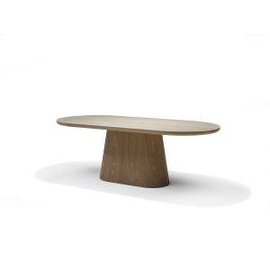 DELOS Eetkamertafel Travertin Deckstone 220x100 - Eiken naturel kolomvoet