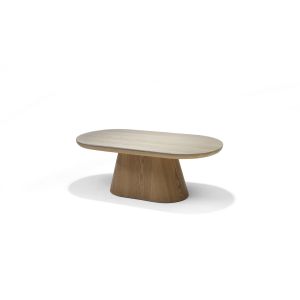 DELOS Salontafel Travertin Deckstone 120x60 - Eiken naturel kolomvoet