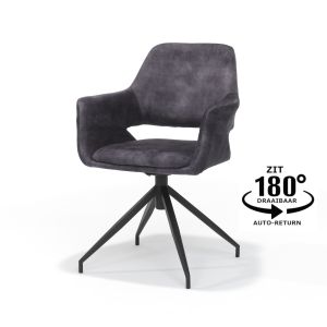Katy armstoel M4 - Stof Aurora Velours Antraciet - draaivoet 