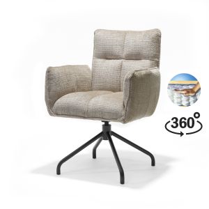 Nova armstoel Stof Cremona #14 Beige - 360 Draaibaar frame zwart P14