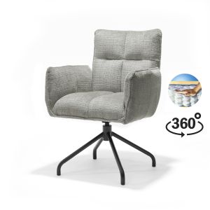 Nova armstoel Stof Cremona #96 Grijs - 360 Draaibaar frame zwart P14