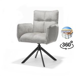 Nova armstoel Stof Cremona #04 Natural - 360 Draaibaar frame zwart A360