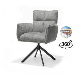 Nova armstoel Stof Cremona #85 Licht Grijs - 360 Draaibaar frame zwart A360