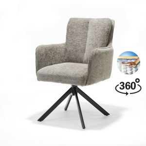 Alex armstoel Stof Cremona #02 Ecru - 360 Draaibaar frame zwart A360