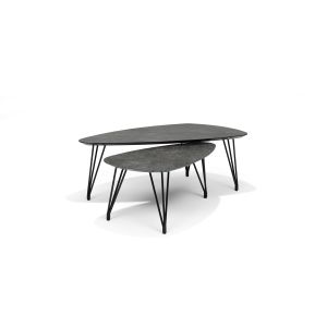 Salontafel SWITCH-TRIO - 130x70 Niervorm Slate Leisteen 45H