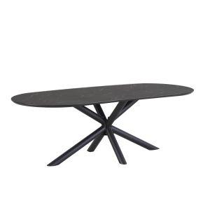 Sirius eetkamertafel Capsulevorm 190X100 MDF+HPL Zwart Marmer 25MM