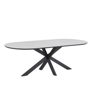 Star eetkamertafel Capsulevorm 230X100 MDF+HPL Wit Marmer 25MM