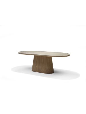 DELOS Eetkamertafel Travertin Deckstone 220x100 - Eiken naturel kolomvoet