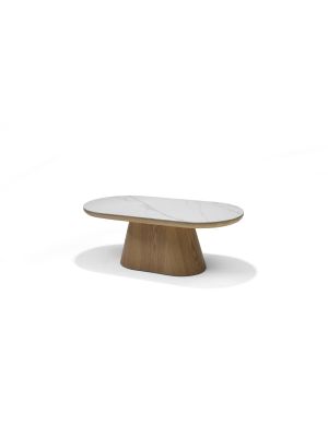 DELOS Salontafel Wit Deckstone 120x60 - Eiken naturel kolomvoet