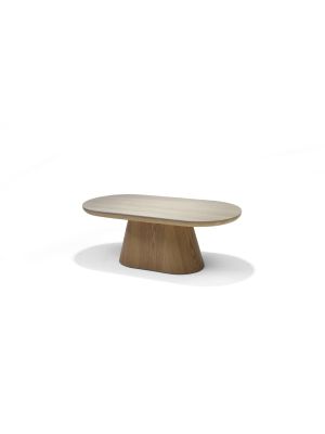 DELOS Salontafel Travertin Deckstone 120x60 - Eiken naturel kolomvoet